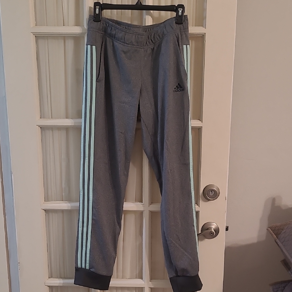Adidas Gray and Mint Blue Sweatpants
